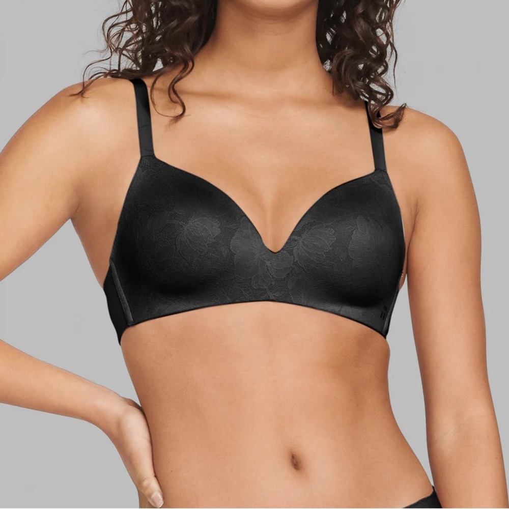 NWOT Tommy John Second Skin Comfort Lace Lightly Lined Wireless Bra 34DD Black